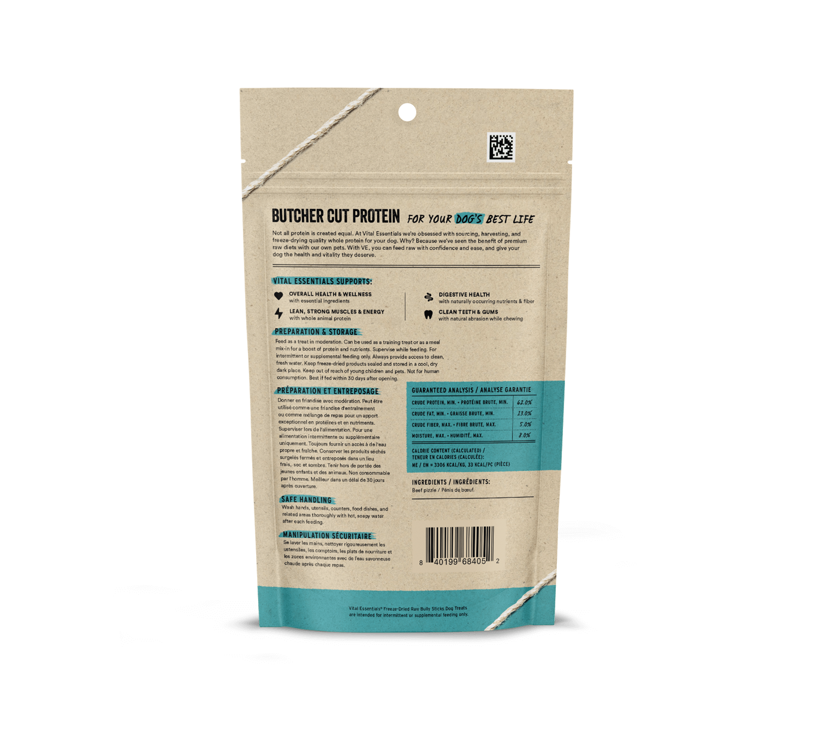 Vital Essentials Bully Sticks Freeze Dried Dog Treat 1.4oz Joy Paw